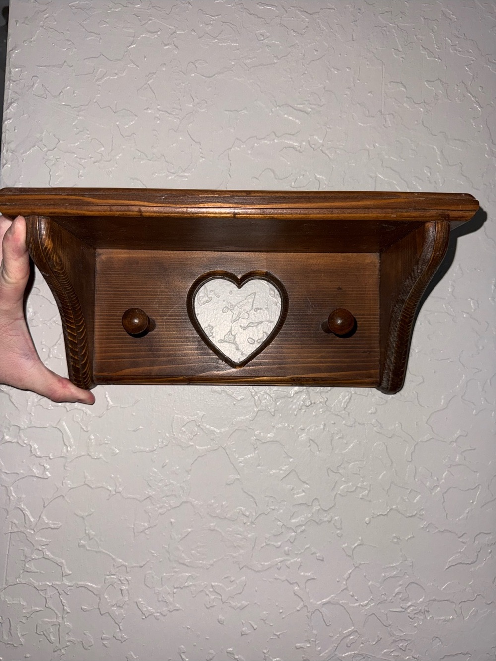 Wooden Heart Wall Shelf - Brown Home Wall Decor